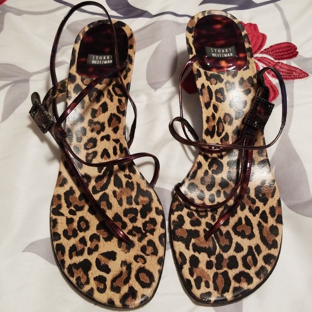 Stuart Weitzman Strappy Leopard Print Sandal - image 1